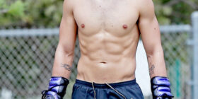 joe jonas showing off his insane body while going