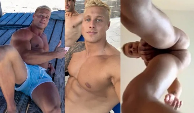Trentw and friends show off this bodies to the vegas strip from the hotel window