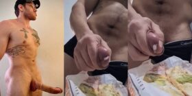 Alejandro belmont jerks off onto a sandwich and eats it