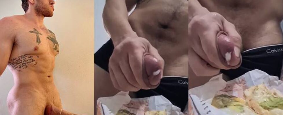 Alejandro belmont jerks off onto a sandwich and eats it