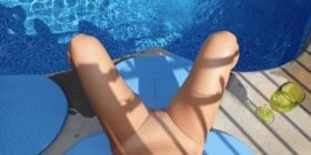wife at the pool