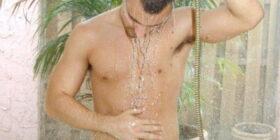 italian model jm poses during a shower series