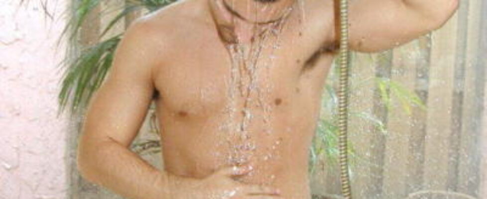 italian model jm poses during a shower series