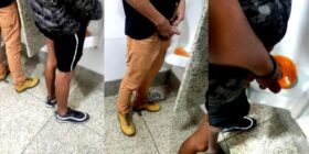 Checking out cocks at the public urinals