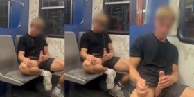 Fit guy shoots a load on the train