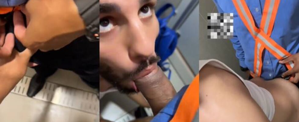 Sucking the security guards cock before he fucks me