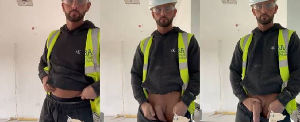 Clip of a construction worker showing off his massive cock