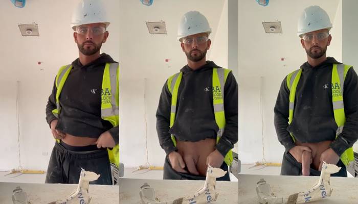 Clip of a construction worker showing off his massive cock