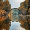 kromlau bridge germany during all four seasons