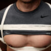 asian jock in town on business tied up in his