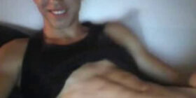 fit brazilian jock with fat uncut dick cums